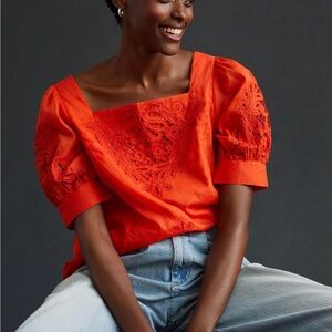Anthropologie lace-detailed blouse
